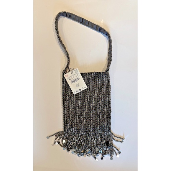 Zara Shoulder Bag with Metal Appliqués | Beaded Fringe Purse | NWT | $69.90 - Picture 1 of 5